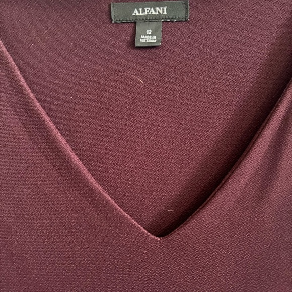 Alfani Dress Like New Beautiful Burgundy Wine Laser Cut Bell Sleeve Detail GORG! - Picture 5 of 13